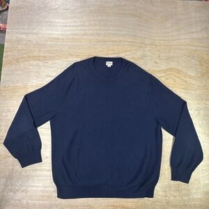 J Crew Men's Light Weight 100%cotton Sweater Navy Size Xl Long Sleeve